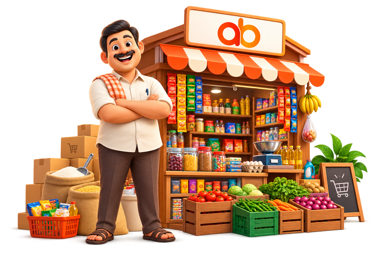 Retailer with grocery store
